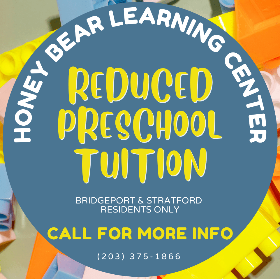Advertisement for reduced preschool tuition at Honey Bear Learning Center.